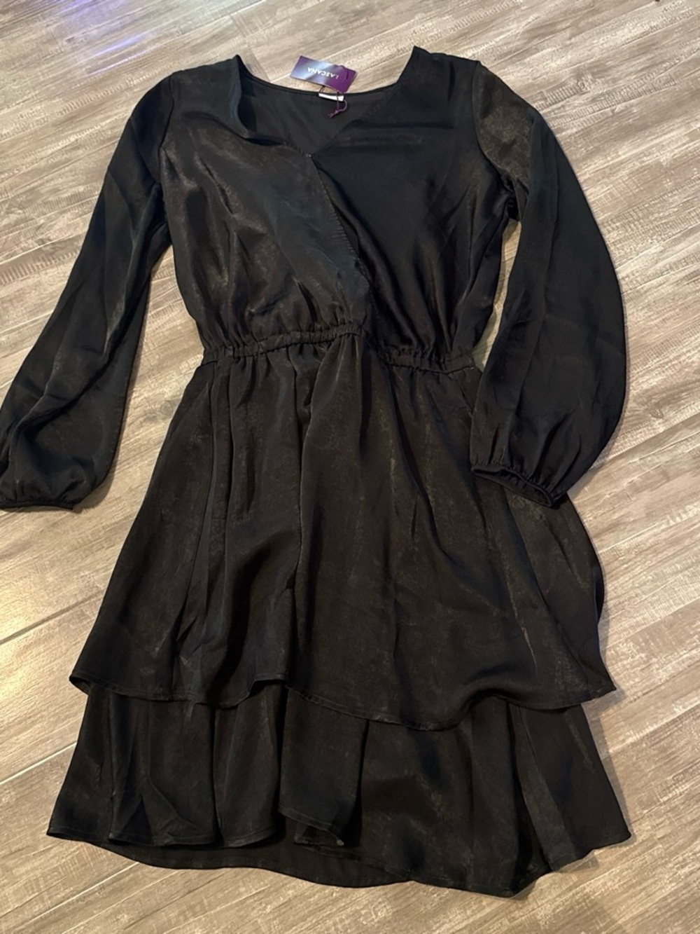 Lanscana Black Layered Long-Sleeve Dress